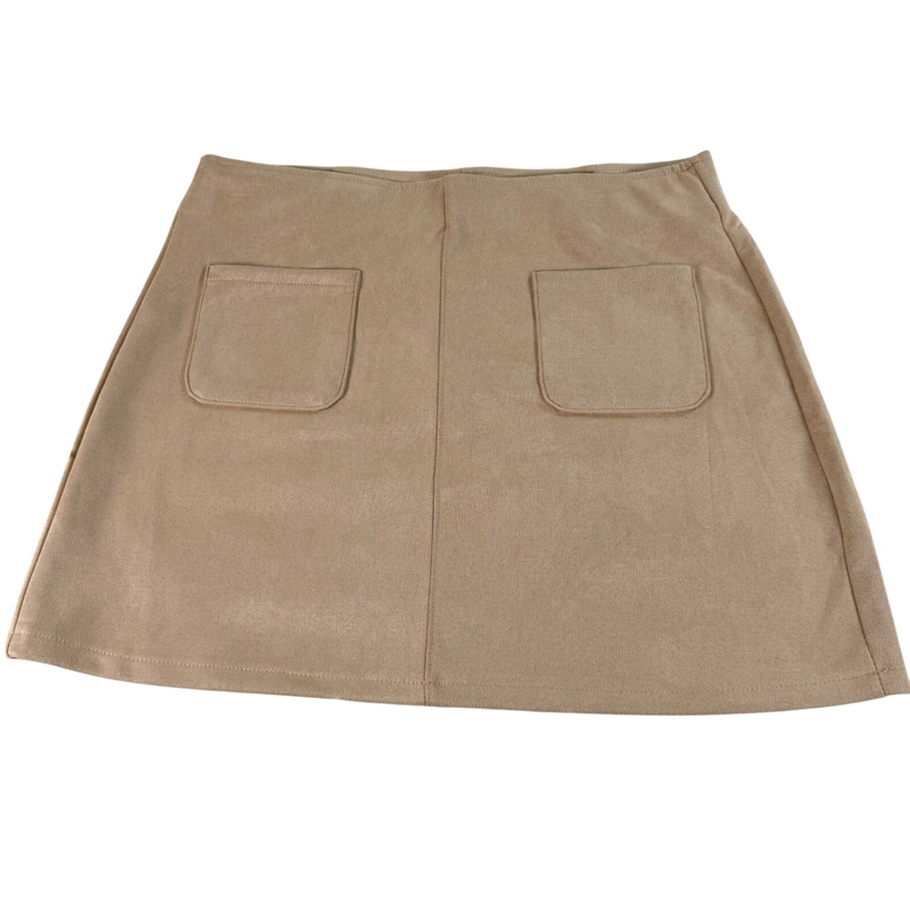 Rewash Tan Suede Mini Skirt A Line Pockets Medium Y2K Retro Western Fesitval